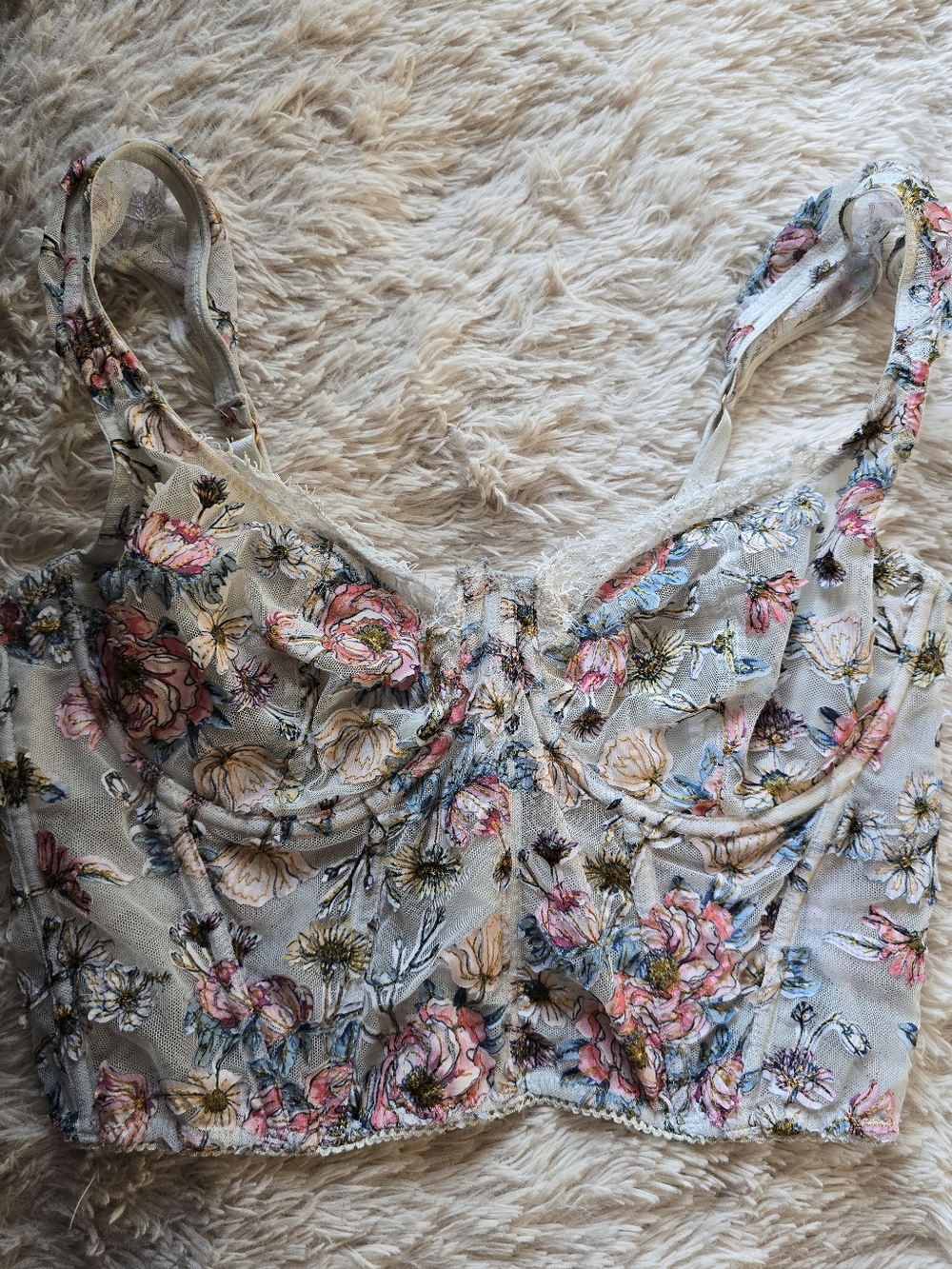Victoria's Secret Dream Angels Floral Sheer Bustier Corset Top